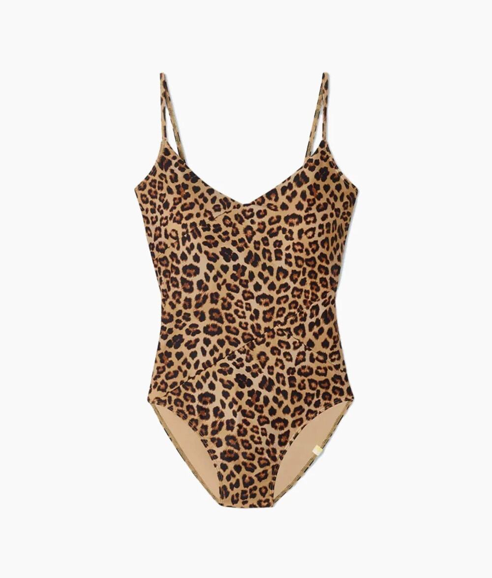 Summersalt The Marina Leopard Animal Print Brown Black One Piece Swimsuit EUC 16
